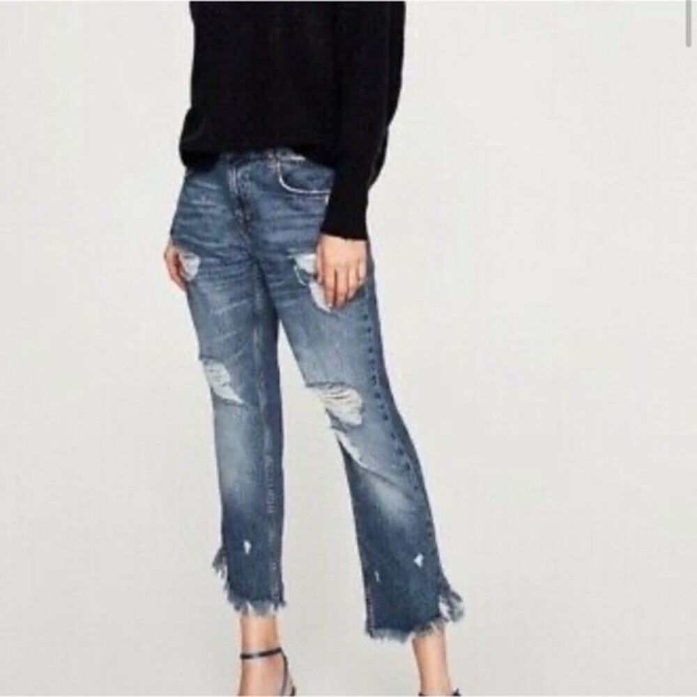 Zara Basic Z1975 NWT 100% Cotton High Rise Leopard Animal Print Denim Jeans 4
